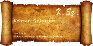 Kehrer Szixtusz névjegykártya